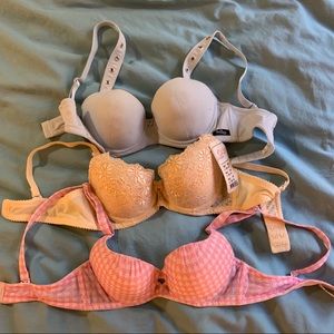 Bundle of 3 New Womens Padded Push-up Bras 32A 34A